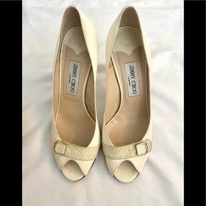 Jimmy Choo Beige Peep Toe Pump